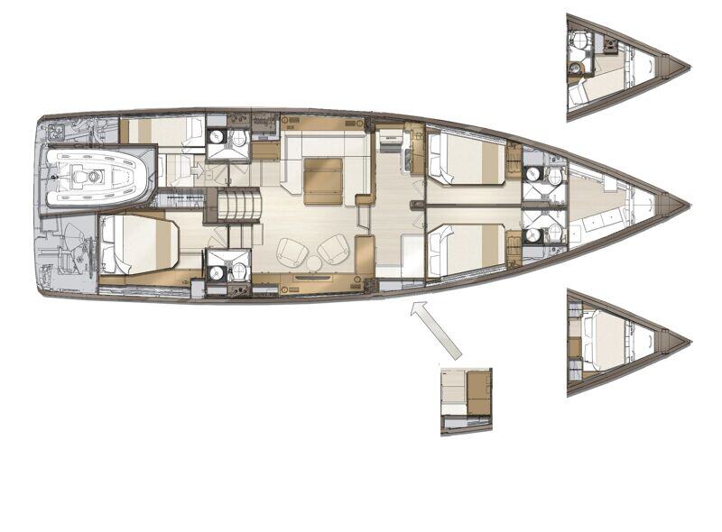 Jeanneau Yachts 60 – Kolmella makuuhytillä ja yhdelle yhden hengen vuoteella